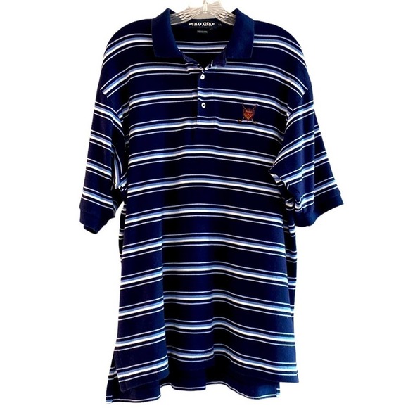 Polo Golf by Ralph Lauren striped polo shirt. Rare plaid crest shield. XL - Picture 4 of 10